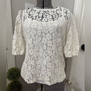 Women’s Adiva Lace Top with White Tank size Medium